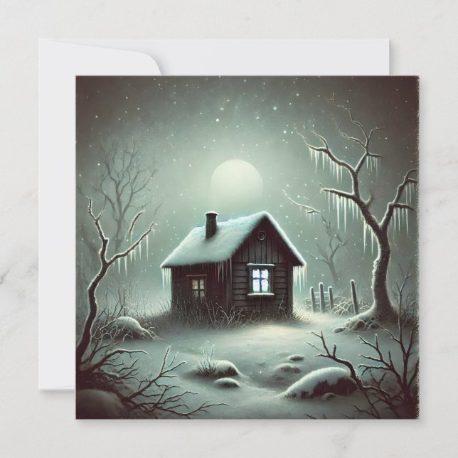 Cartão De Festividades Casa Escura Estranha Snowy Winter Night Card (Frente)