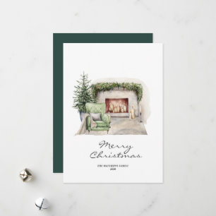 Cartão De Festividades Casa Rústica Elegante Minimalista Aconchegante