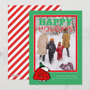 Cartão De Festividades Casaco Snoopy de Inverno com Foto Personalizada de