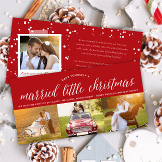 Cartão De Festividades Casado com o Casamento de Fotografias do Primeiro