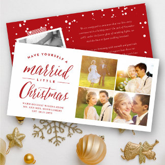 Cartão De Festividades Casado com o Casamento de Fotografias do Primeiro