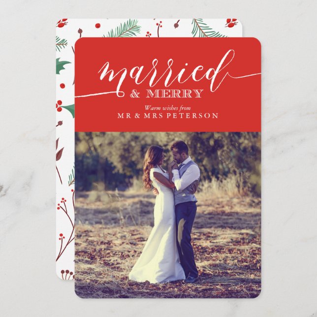 Cartão De Festividades Casado e Feliz (Frente/Verso)