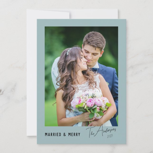 Cartão De Festividades Casado e Feliz mínimos modernos recém-casados (Frente)