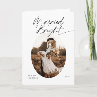 Cartão De Festividades Casados & Brilhantes Moderno Elegante Natal com Le