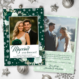 Cartão De Festividades Casados & Brilhantes Rosas Esmeralda Natal Recém-C