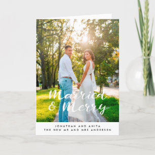 Cartão De Festividades Casados e Alegres casamento à mão