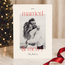 Casados e Alegres Listras Vermelhas Foto de Natal