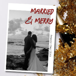 Cartão De Festividades Casados e Alegres Moderno Burgundy Profundo Decora