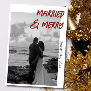 Cartão De Festividades Casados e Alegres Moderno Burgundy Profundo Decora
