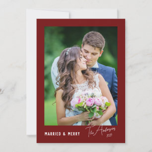 Cartão De Festividades Casados e Alegres Recém-Casados Modernos e Minimal