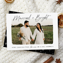 Cartão De Festividades Casados e Brilhantes Foto com Letra Preta