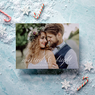 Cartão De Festividades Casados e Brilhantes Fotografia de Recém-casados