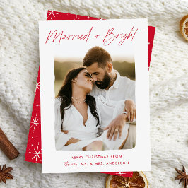 Cartão De Festividades Casados e Foto com Letra Vermelha
