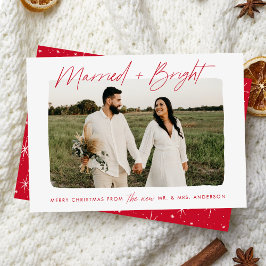 Cartão De Festividades Casados e Foto com Letra Vermelha