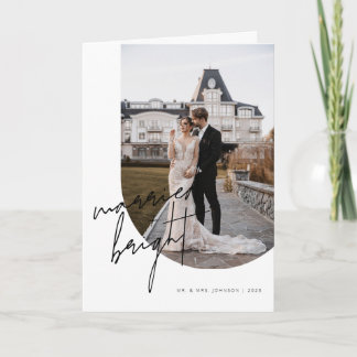 Cartão De Festividades Casados + Iluminado Script Caligrafia Arco Foto