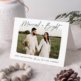 Cartão De Festividades Casados Modernos e Foto com Letra Preta Brilhante