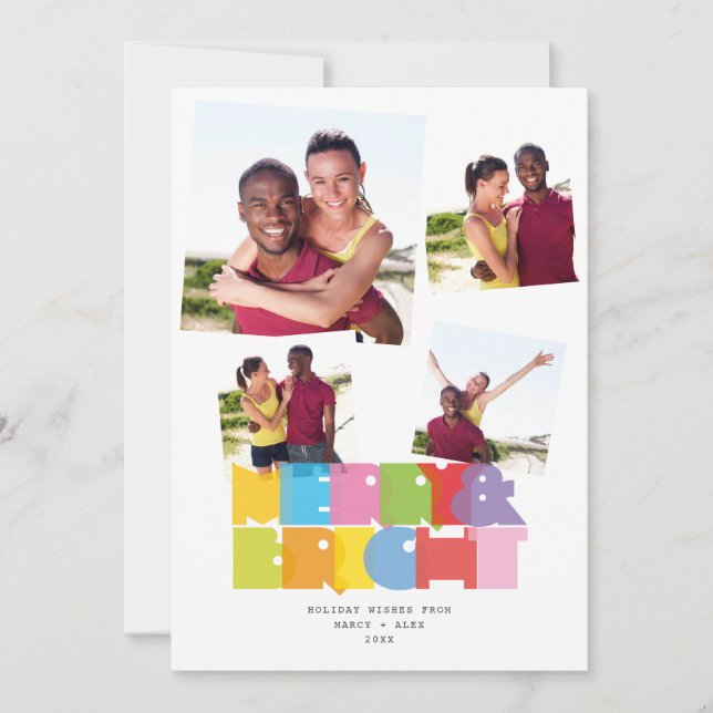 Cartão De Festividades Casais 4 Feliz De Colagem De Fotografias E Natal B (Frente)