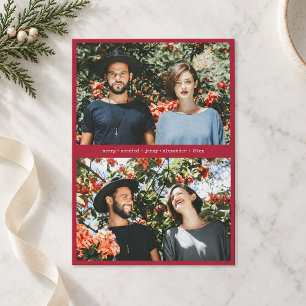 Cartão De Festividades Casais Felizes no Primeiro Natal Casados de Vermel