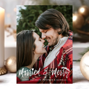 Cartão De Festividades Casais Recém-Casados e Alegres Foto de Natal