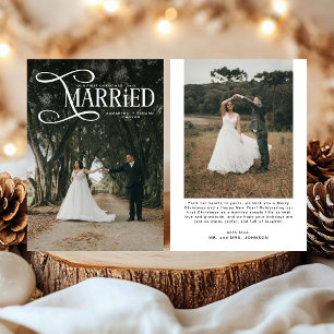 Cartão De Festividades Casais Recém-Casados no Primeiro Natal Mínimo 2 Fo