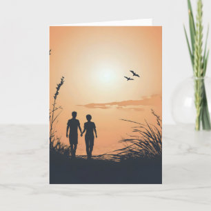 Cartão De Festividades Casal Amigos Sunset