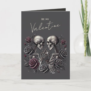 Cartão De Festividades Casal de Esqueletos Góticos Hol Valentine Dark Rom