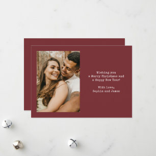 Cartão De Festividades Casal de Fotografia Simples Tipografia Natal Verme