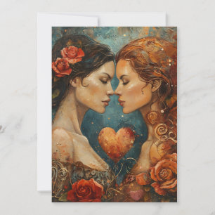 Cartão De Festividades Casal de Mulheres LGBTQ Dia dos Namorados