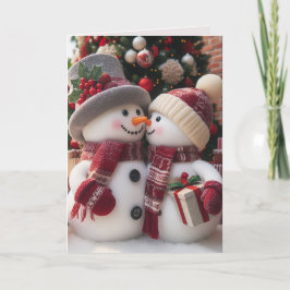 Cartão De Festividades Casal de neve de Natal