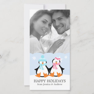 Cartão De Festividades Casal de Pinguins
