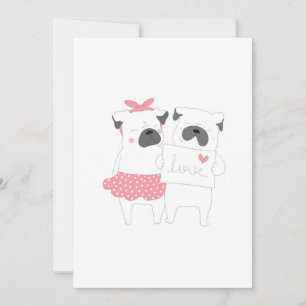 Cartão De Festividades Casal Fofo Amor de Bulldog Francês   Amante de Cac