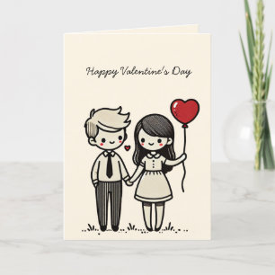 Cartão De Festividades Casal Fofo Feliz Dia dos Namorados