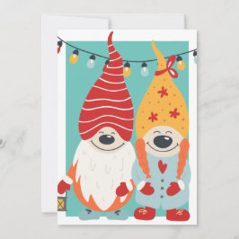 Cartão De Festividades Casal Gnomo Bonito Personalizado Natal