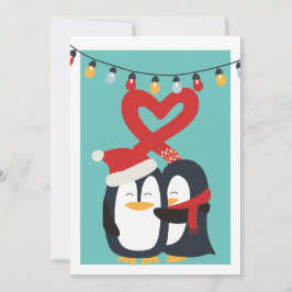 Cartão De Festividades Casal Pinguim Bonito Personalizado Natal