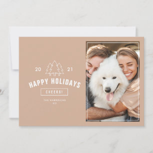 Cartão De Festividades Casal Rosa Bege Minimalista Multi Foto Cachorro