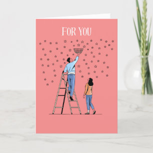 Cartão De Festividades Casal Whimsical "Para você eu roubaria as estrelas