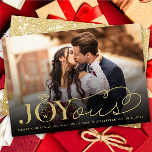 Cartão De Festividades Casamento Clássico de Joyous Diamond Ring Monogram