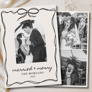 Cartão De Festividades Casamento com Arco Negro e Feliz 4 Foto