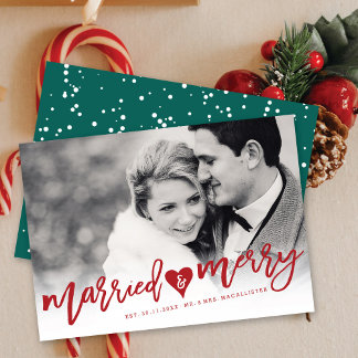 Cartão De Festividades Casamento com Fotografia do Script de Pincel Verme