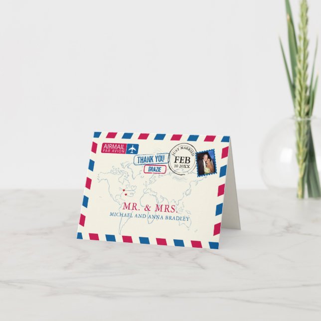 Cartão De Festividades Casamento com Nova Iorque Bermuda - Obrigado (Frente)