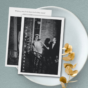 Cartão De Festividades Casamento de Foto Casado com Feliz Moderna Minimal