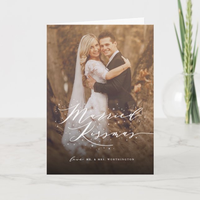 Cartão De Festividades Casamento de Foto de Foto Chic das Estrelas de Kis (Frente)