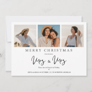 Cartão De Festividades Casamento de Natal LGBT Lésbica Caprichosa SRA & S
