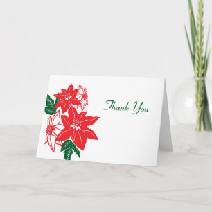 Cartão De Festividades Casamento de Natal Vermelho e Verde Poinsettias de