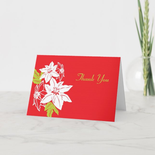 Cartão De Festividades Casamento de Poinsettias de Feriado Vermelho e Ver (Frente)