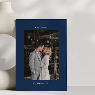 Cartão De Festividades Casamento Foto Azul Marinho Feliz Natal Recém-casa