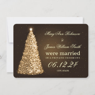 Cartão De Festividades Casamento Fuga Romântico de Natal Dourado