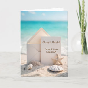 Cartão De Festividades Casamento na Praia Natal Com Estrela do Mar
