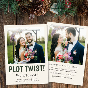 Cartão De Festividades Casamento Secreto Foto de Natal de Recém-Casados E