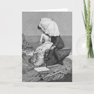 Cartão De Festividades Casamento vintage, recém-casados pela praia